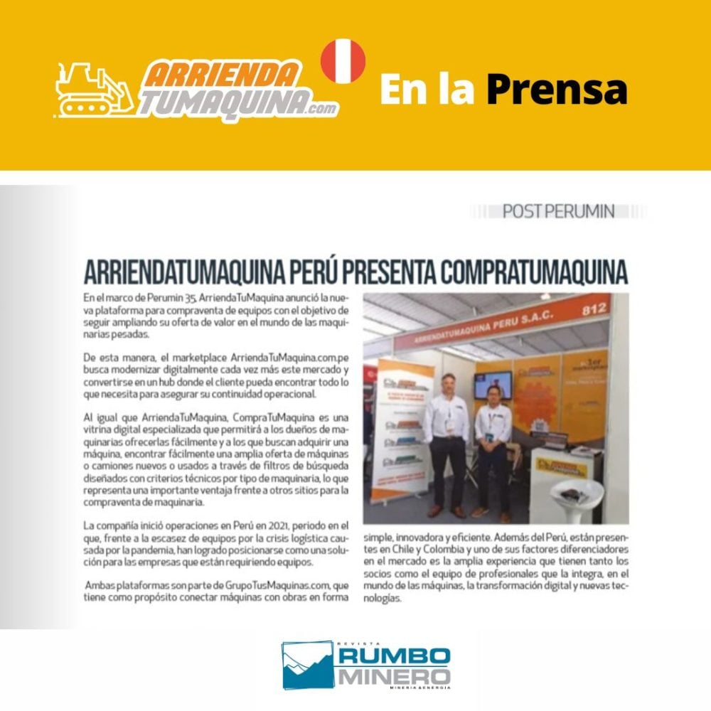CompraTuMaquina Perú en Revista Rumbo Minero